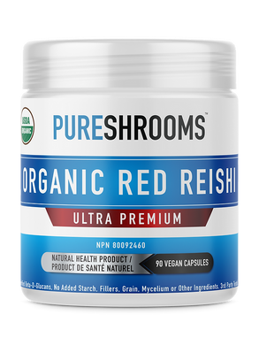 Organic Dual Extract Red Reishi Supplement Capsules  | 90 Count | 1450mgs Dual Extracted | Inflammation