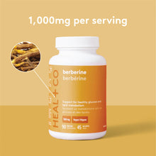 Cargar imagen en el visor de la galería, HEAL + CO. Berberina | Suplemento para el metabolismo de la glucosa y los lípidos | Niveles saludables de azúcar en sangre | 90 cápsulas de 500 mg